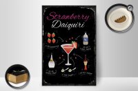 Holzschild Rezept Strawberry Daiquiri Cocktail 20x30cm