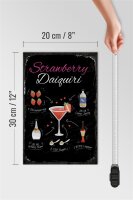Holzschild Rezept Strawberry Daiquiri Cocktail 20x30cm