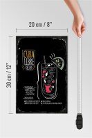 Holzschild Rezept Cuba Libre Cocktail Recipe 20x30cm