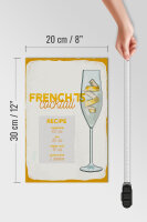 Holzschild Rezept French 75 Cocktail Recipe 20x30cm