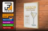 Holzschild Rezept Gibson Cocktail Recipe 20x30cm Geschenk