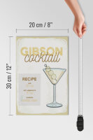 Holzschild Rezept Gibson Cocktail Recipe 20x30cm Geschenk