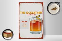 Holzschild Rezept The Godfather Cocktail Recipe 20x30cm