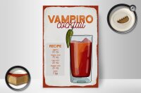 Holzschild Rezept Vampiro Cocktail Recipe Tequila 20x30cm