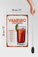 Holzschild Rezept Vampiro Cocktail Recipe Tequila 20x30cm