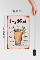 Holzschild Rezept Long Island Cocktail Recipe 20x30cm