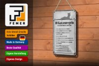 Blechschild Spruch 12x18cm 10 Katzenregeln ich bin der Boss