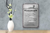 Blechschild Spruch 12x18cm 10 Katzenregeln ich bin der Boss