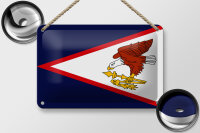 Blechschild Flagge 18x12cm Flag of American Samoa