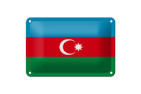 Blechschild Flagge Aserbaidschan 18x12cm Flag of Azerbaijan