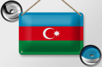 Blechschild Flagge Aserbaidschan 18x12cm Flag of Azerbaijan