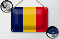 Blechschild Flagge des Tschad 18x12cm Flag of Chad