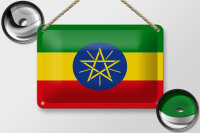 Blechschild Flagge Äthiopien 18x12cm Flag of Ethiopia