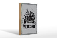 Holzschild Hinweis 20x30cm Motorrad Werkstatt graues Deko...