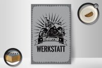 Holzschild Hinweis 20x30cm Motorrad Werkstatt graues Deko Schild