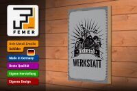 Holzschild Hinweis 20x30cm Motorrad Werkstatt graues Deko Schild