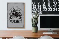 Holzschild Hinweis 20x30cm Motorrad Werkstatt graues Deko Schild