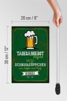 Holzschild 20x30cm Bier Vegan kaltes Schaumsüppchen