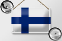 Blechschild Flagge Finnlands 18x12cm flag of Finland Dekoration