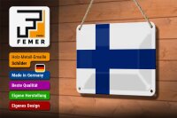 Blechschild Flagge Finnlands 18x12cm flag of Finland Dekoration