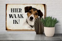 Holzschild Spruch 30x20cm holländisch Hier Waak ik Jack Russell Terrier
