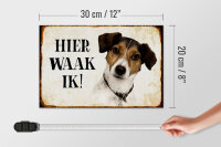 Holzschild Spruch 30x20cm holländisch Hier Waak ik Jack Russell Terrier