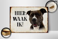 Holzschild Spruch 30x20cm holländisch Hier Waak ik Pitbull Terrier