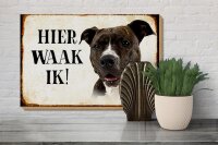 Holzschild Spruch 30x20cm holländisch Hier Waak ik Pitbull Terrier