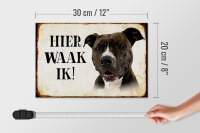 Holzschild Spruch 30x20cm holländisch Hier Waak ik Pitbull Terrier