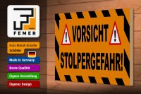 Holzschild Hinweis 30x20cm Vorsicht Stolpergefahr Ausrufezeichen