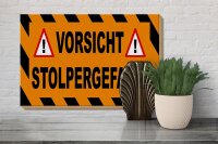 Holzschild Hinweis 30x20cm Vorsicht Stolpergefahr Ausrufezeichen