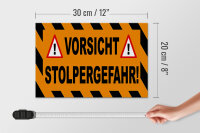 Holzschild Hinweis 30x20cm Vorsicht Stolpergefahr Ausrufezeichen