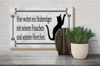 Holzschild Spruch 30x20cm Katze hier wohnt ein Stubentiger