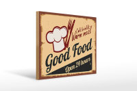 Holzschild Retro 40x30cm Cold drinks and warm meal