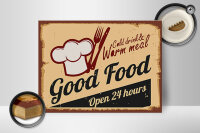 Holzschild Retro 40x30cm Cold drinks and warm meal