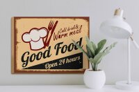 Holzschild Retro 40x30cm Cold drinks and warm meal