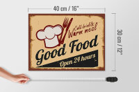 Holzschild Retro 40x30cm Cold drinks and warm meal