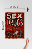Holzschild Spruch 30x40cm Sex drugs Rock n Roll
