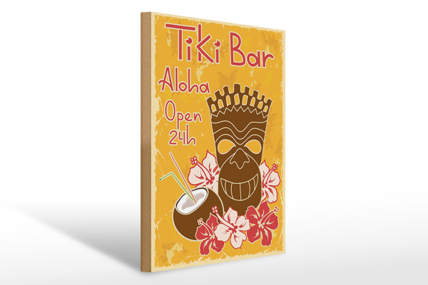 Holzschild Alkohol 30x40cm Tiki Bar Aloha Hawaii