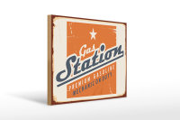 Holzschild Retro 40x30cm Gas Station Premum Tankstelle