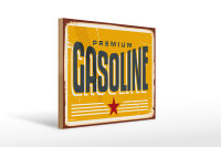Holzschild Retro 40x30cm Premium Gasoline Tankstelle Benzin