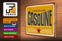 Holzschild Retro 40x30cm Premium Gasoline Tankstelle Benzin