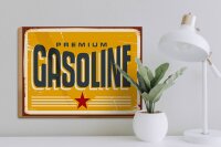 Holzschild Retro 40x30cm Premium Gasoline Tankstelle Benzin