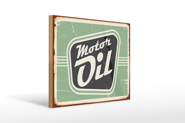Holzschild Retro 40x30cm Motor oil Motoröl Auto