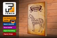 Holzschild Pferd 30x40cm Horse cuts Organic Metzgerei