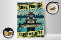 Holzschild Retro 30x40cm Gone Fishing Angeln