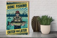 Holzschild Retro 30x40cm Gone Fishing Angeln
