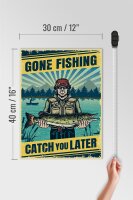 Holzschild Retro 30x40cm Gone Fishing Angeln