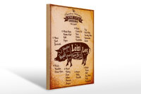 Holzschild Schwein 30x40cm Pork cuts Organic Metzgerei