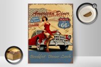 Holzschild Retro 30x40cm Pinup American Diner Breakfast